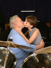 FreeKiloPics presents: Teenie tasting the cumload from a grey old male drummer