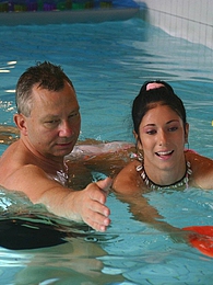 FreeKiloPics presents: Brunette teenage beauty fucked by a horny swim teaching paps