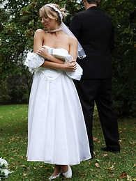 FreeKiloPics presents: Blonde bride Hayley Marie Coppin gets naked on a lawn while taking her vows