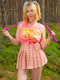 FreeKiloPics presents: Naughty teen girl strips down outdoors exposing her juicy naked body, big tits and hot pussy