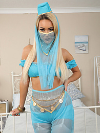FreeKiloPics presents: Lauren Louise from Layered-Nylons as a sexy genie wearing sheer pantyhose over white stockings